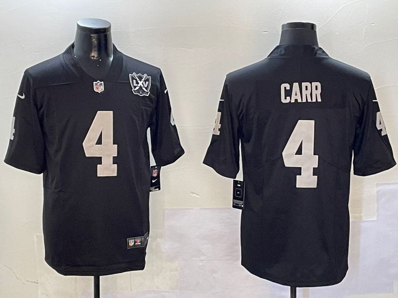 Men Oakland Raiders 4 Carr Black Second generation 2024 Nike Limited NFL Jersey style 01082